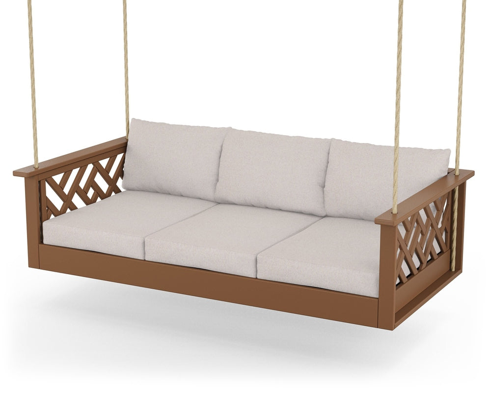 Chippendale Daybed Swing - Teak / Dune Burlap