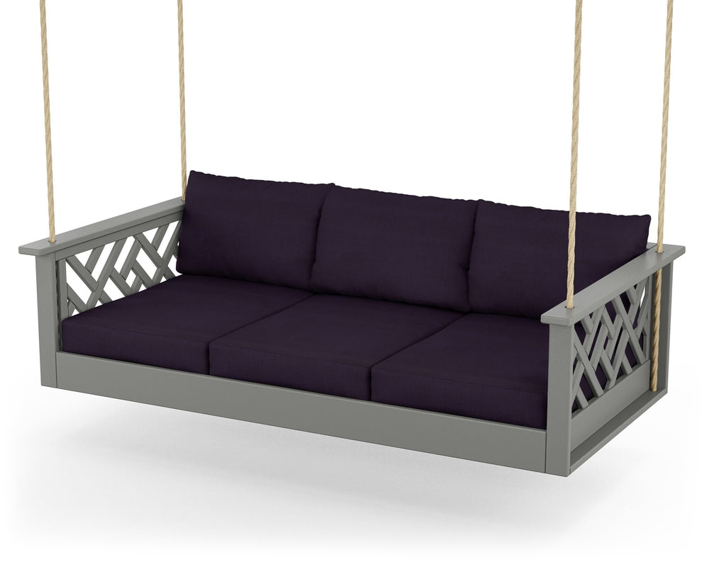 Chippendale Daybed Swing - Slate Grey / Navy Linen