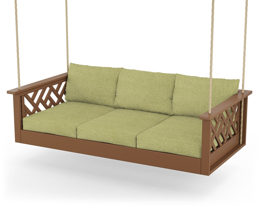 Chippendale Daybed Swing - Teak / Chartreuse Boucle