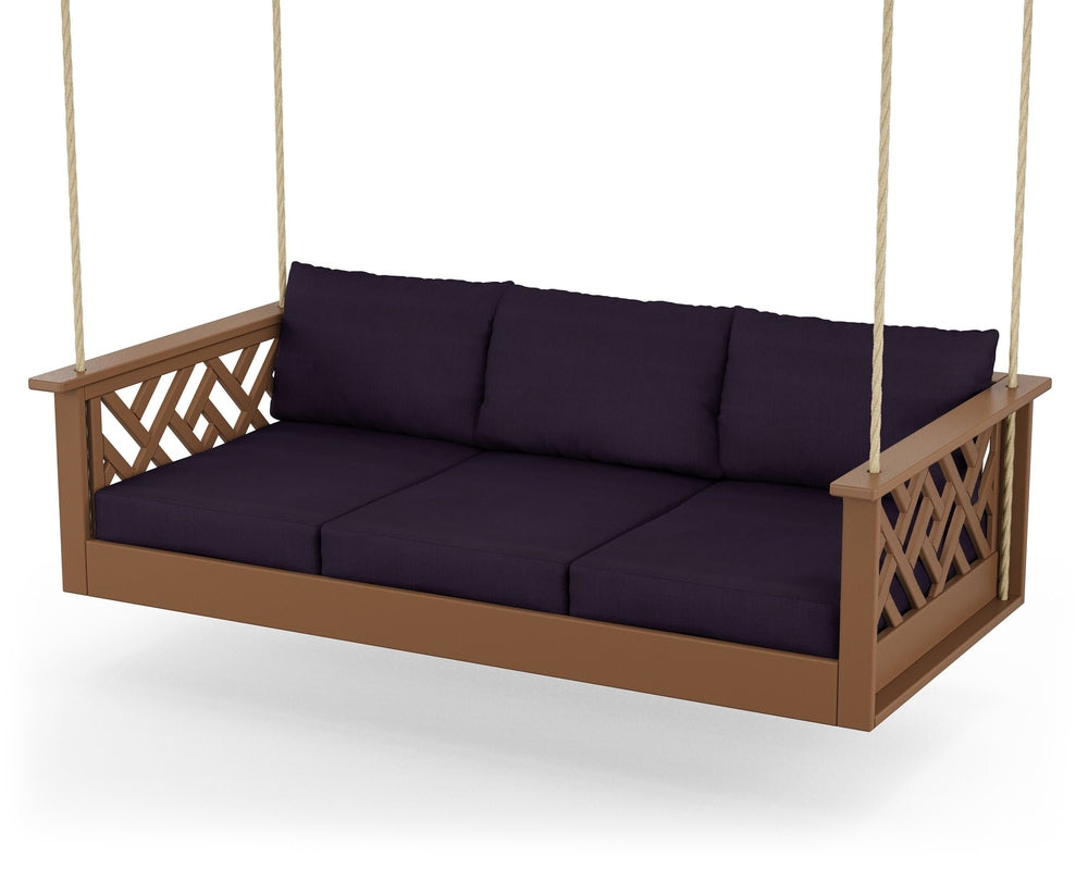 Chippendale Daybed Swing - Teak / Navy Linen