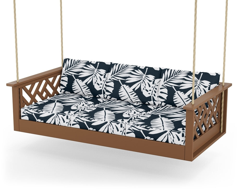 Chippendale Daybed Swing - Teak / Leaf Marine Indigo