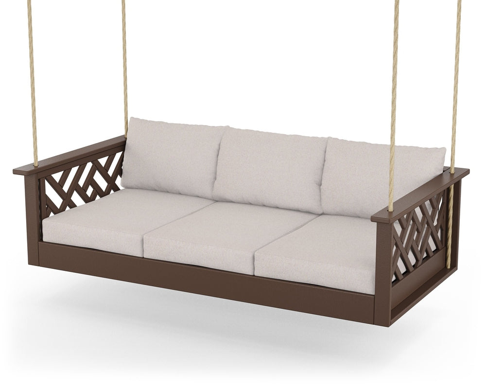 Chippendale Daybed Swing - Mahogany / Dune Burlap