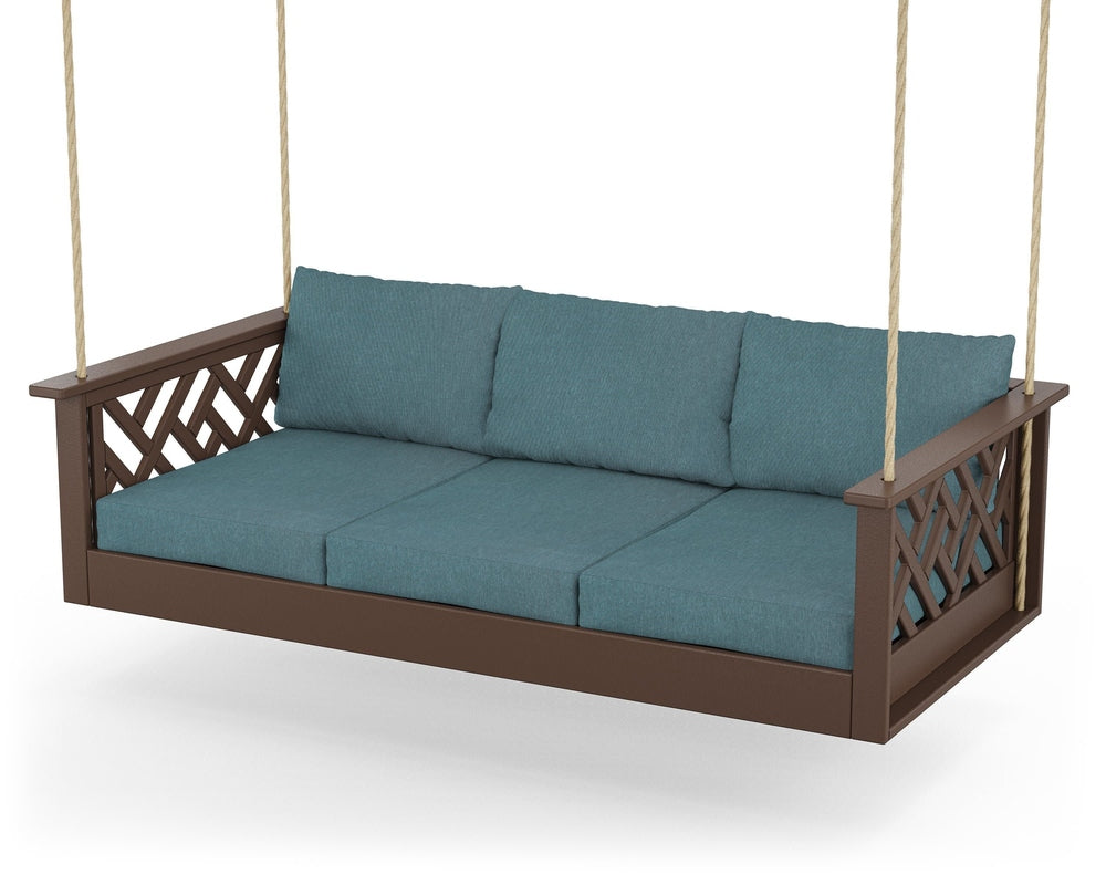 Chippendale Daybed Swing - Mahogany / Ocean Teal