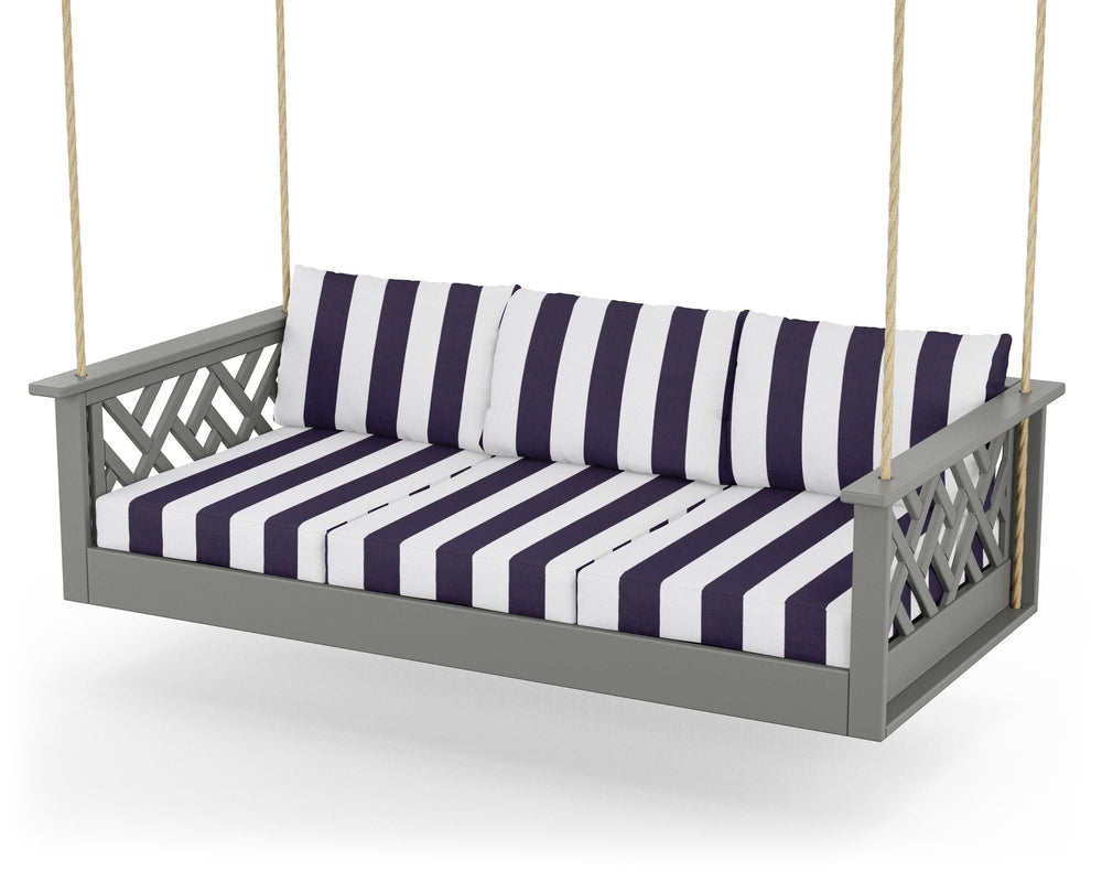 Chippendale Daybed Swing - Slate Grey / Cabana Stripe Navy