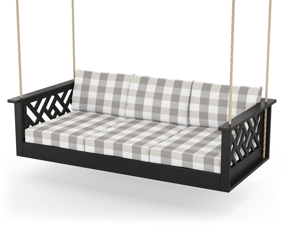 Chippendale Daybed Swing - Black / Buffalo Plaid Grey Mist