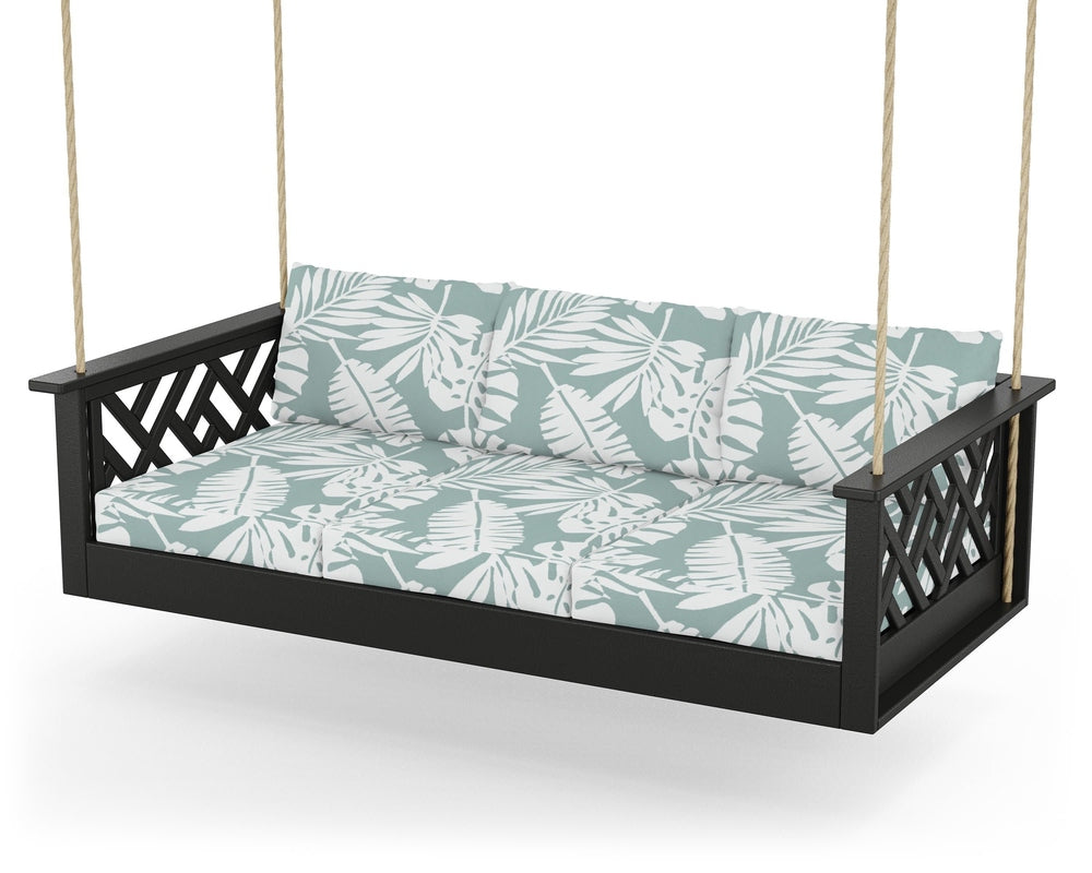 Chippendale Daybed Swing - Black / Leaf Glacier Spa