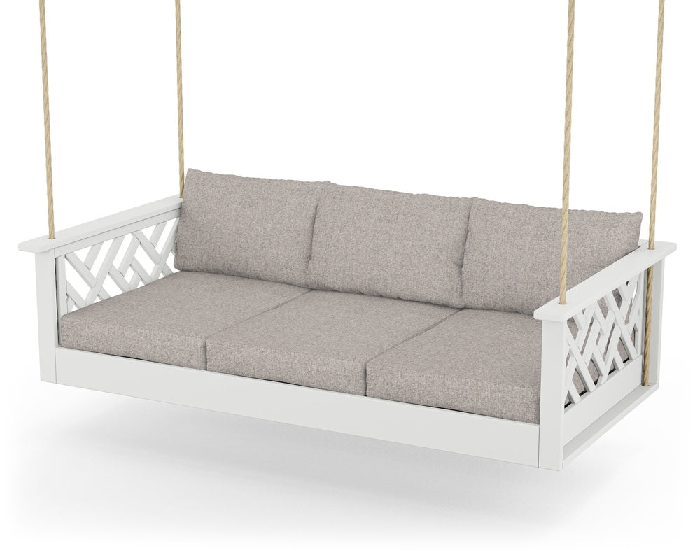 Chippendale Daybed Swing - White / Weathered Tweed