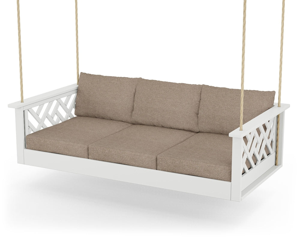 Chippendale Daybed Swing - White / Spiced Burlap