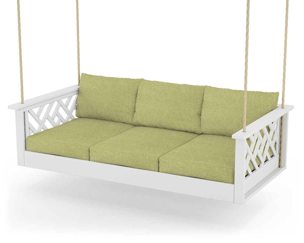 Chippendale Daybed Swing - White / Chartreuse Boucle