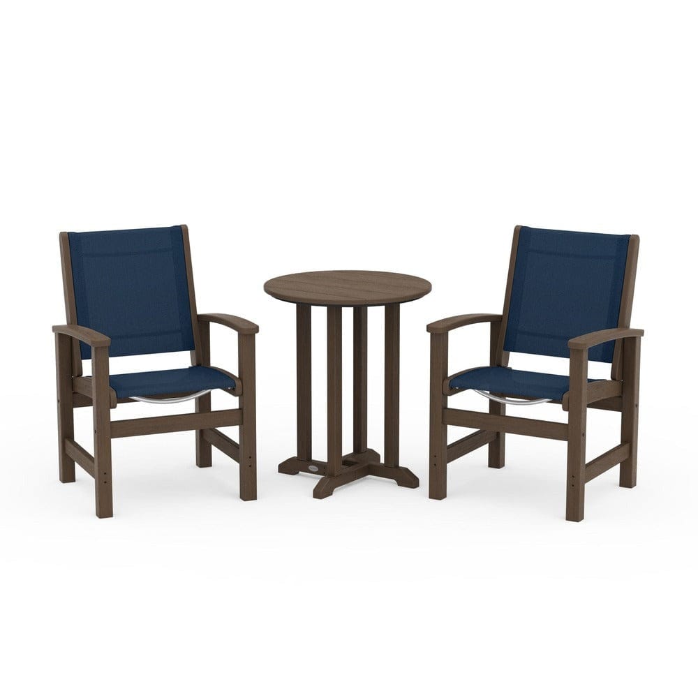 POLYWOOD® Outdoor Furniture POLYWOOD® - Coastal 3-Piece Round Bistro Dining Set - PWS1294