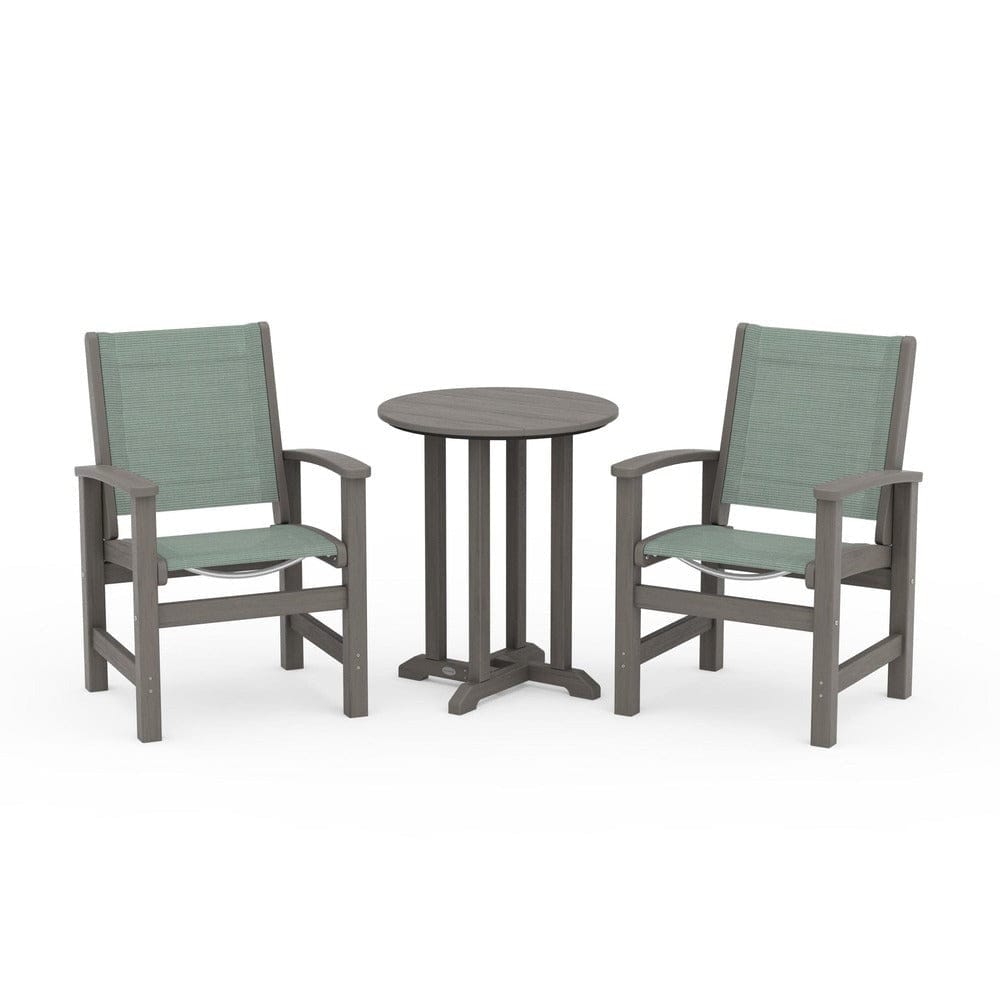 POLYWOOD® Outdoor Furniture POLYWOOD® - Coastal 3-Piece Round Bistro Dining Set - PWS1294