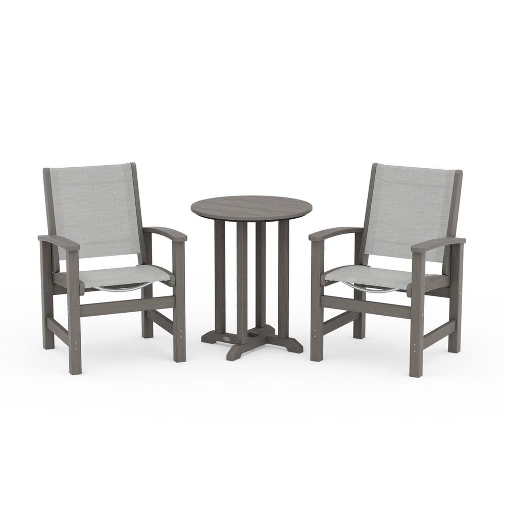 POLYWOOD® Outdoor Furniture POLYWOOD® - Coastal 3-Piece Round Bistro Dining Set - PWS1294