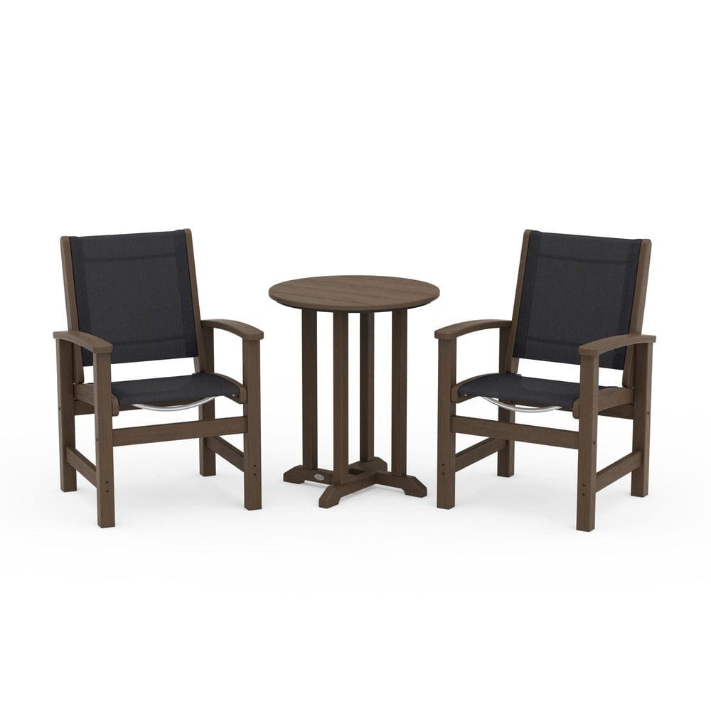 POLYWOOD® Outdoor Furniture POLYWOOD® - Coastal 3-Piece Round Bistro Dining Set - PWS1294