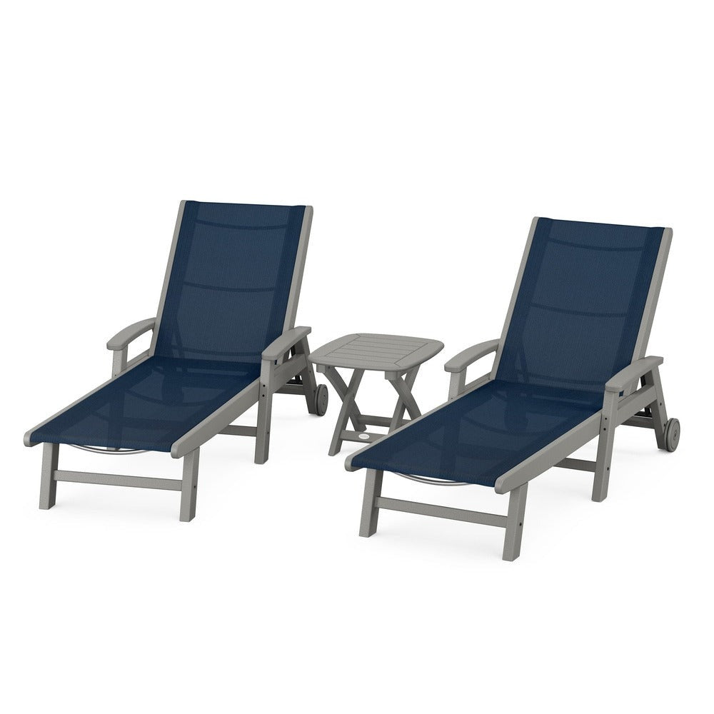 POLYWOOD® Coastal 3-Piece Wheeled Chaise Set - PWS423-1