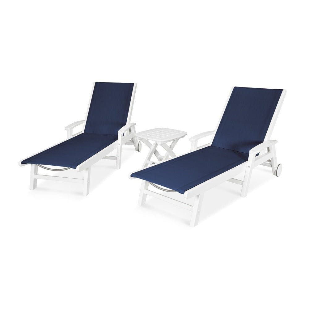 POLYWOOD® Coastal 3-Piece Wheeled Chaise Set - PWS423-1 Outdoor Furniture POLYWOOD®