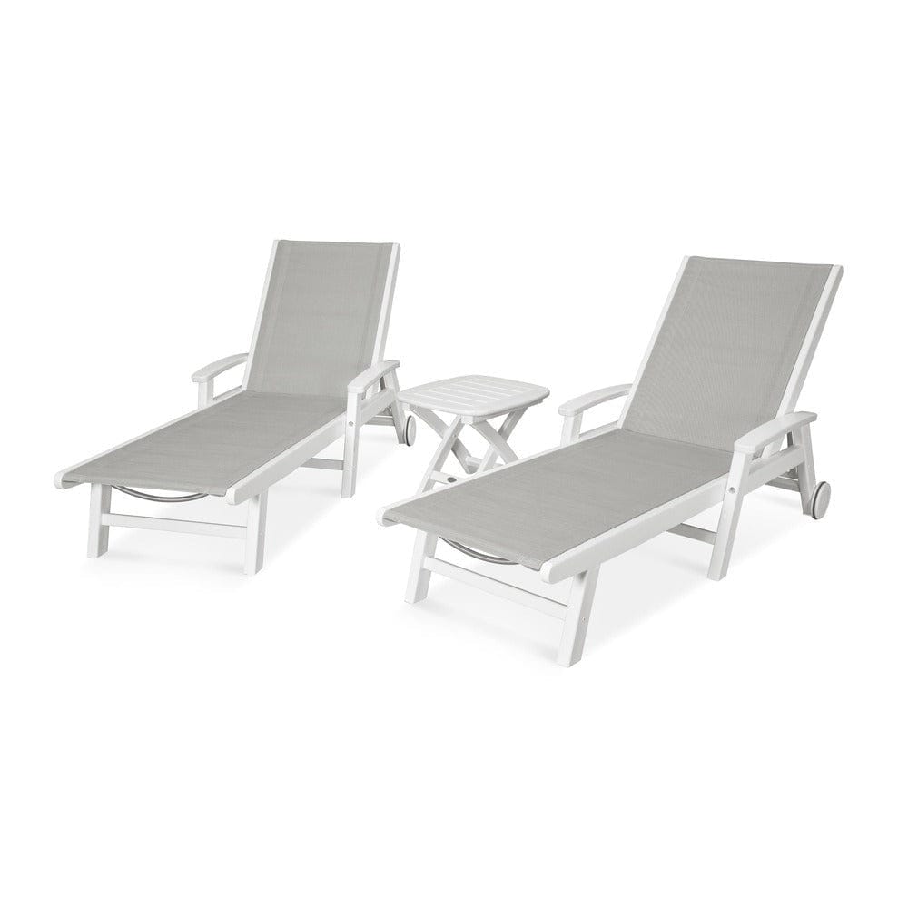 POLYWOOD® Coastal 3-Piece Wheeled Chaise Set - PWS423-1