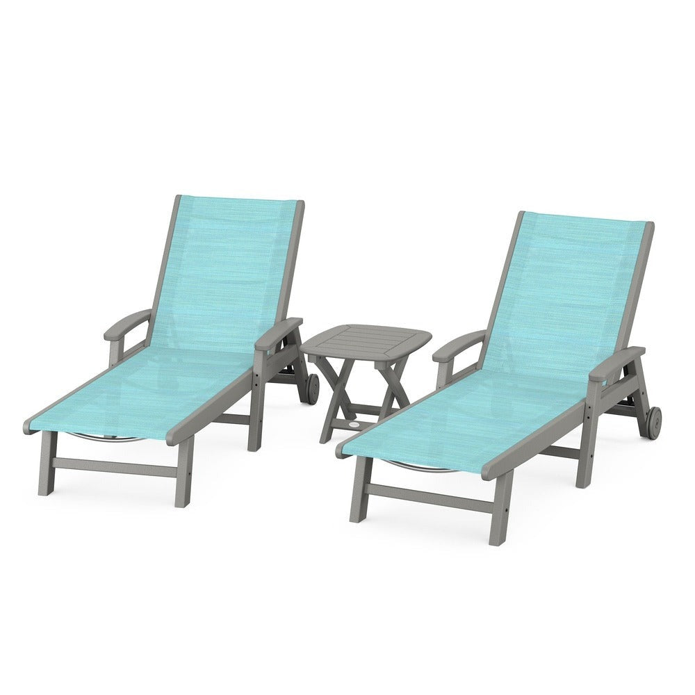 POLYWOOD® Coastal 3-Piece Wheeled Chaise Set - PWS423-1