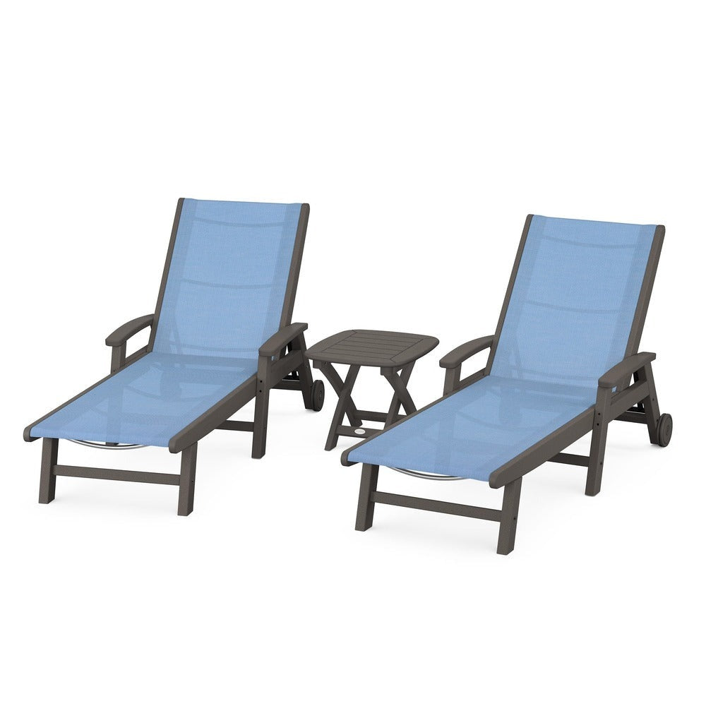 POLYWOOD® Coastal 3-Piece Wheeled Chaise Set - PWS423-1