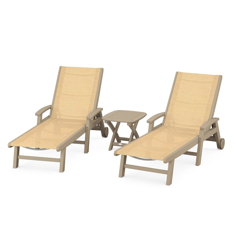 POLYWOOD® Coastal 3-Piece Wheeled Chaise Set - PWS423-1