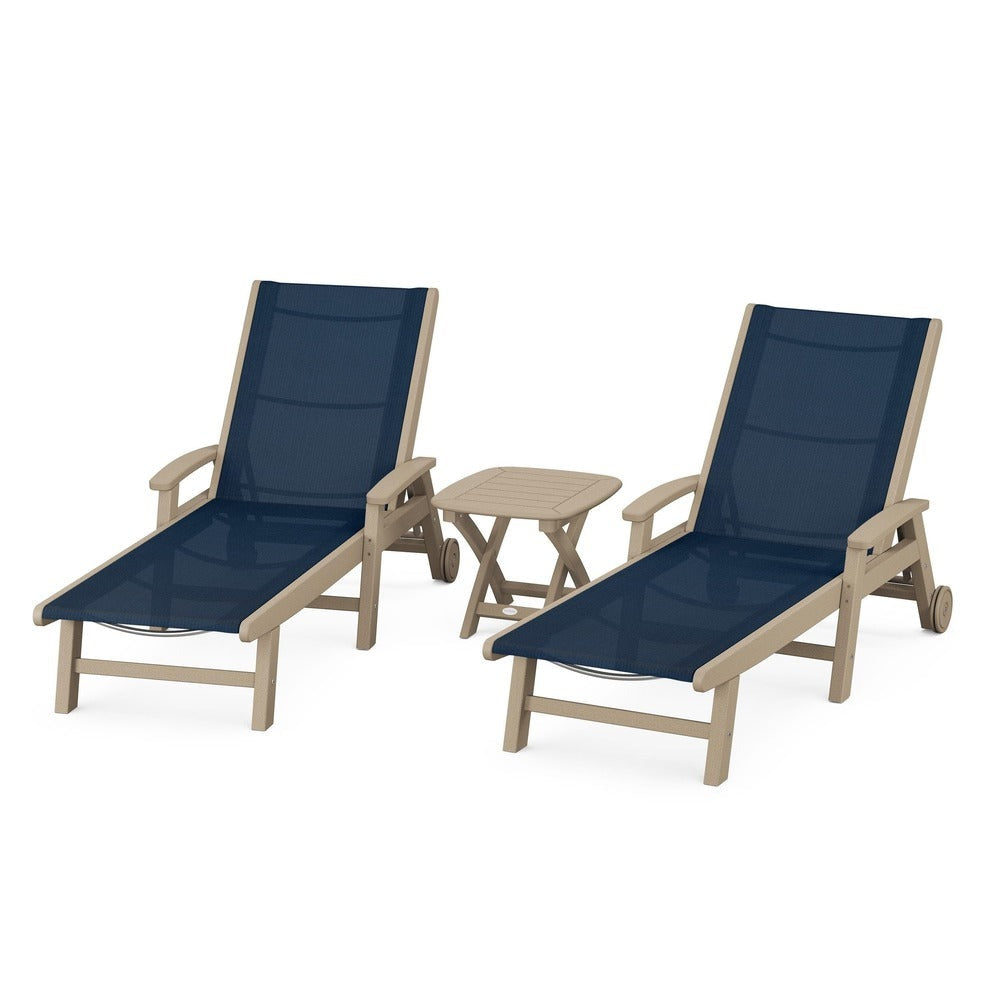 POLYWOOD® Coastal 3-Piece Wheeled Chaise Set - PWS423-1