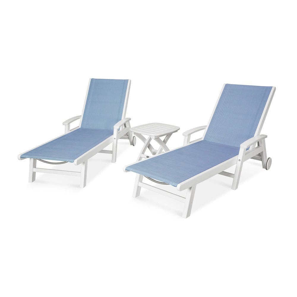 POLYWOOD® Coastal 3-Piece Wheeled Chaise Set - PWS423-1