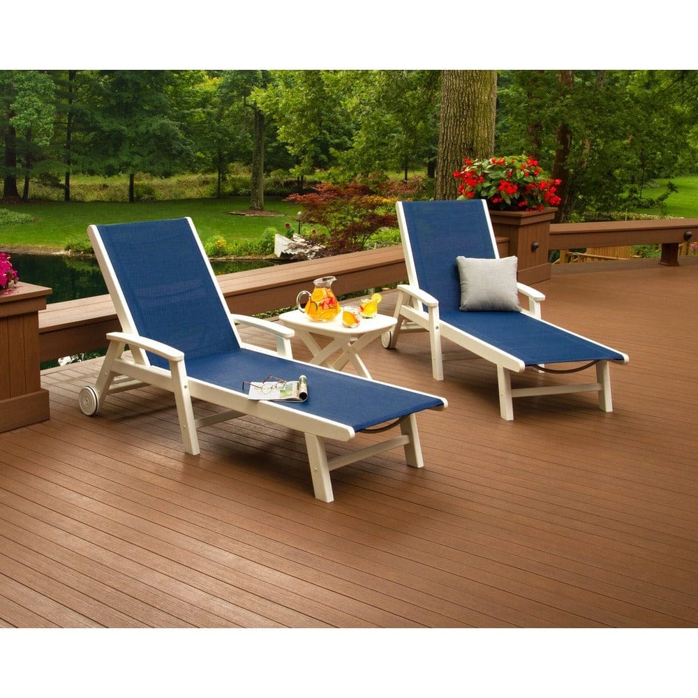 POLYWOOD® Coastal 3-Piece Wheeled Chaise Set - PWS423-1 Outdoor Furniture POLYWOOD®