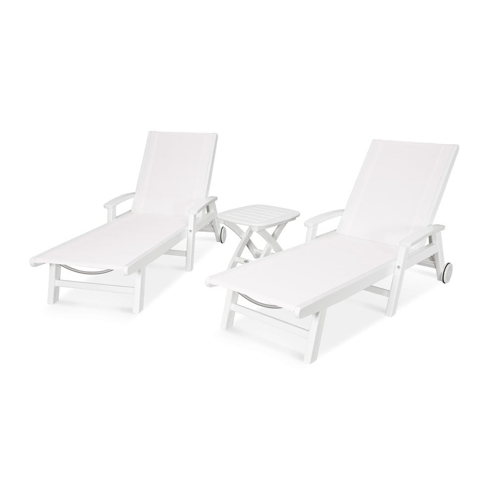 POLYWOOD® Coastal 3-Piece Wheeled Chaise Set - PWS423-1