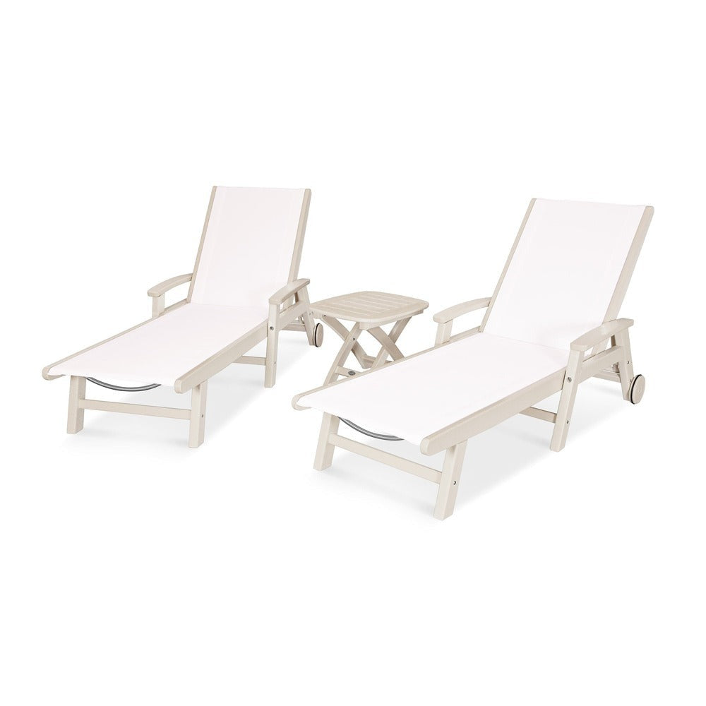 POLYWOOD® Coastal 3-Piece Wheeled Chaise Set - PWS423-1