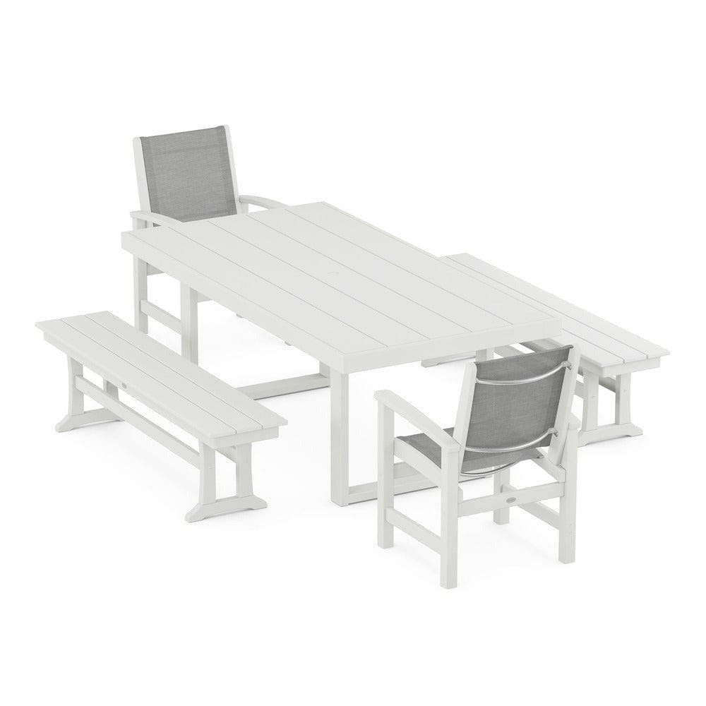 POLYWOOD® Outdoor Furniture POLYWOOD® - Coastal 5-Piece Dining Set with Trestle Legs - PWS870