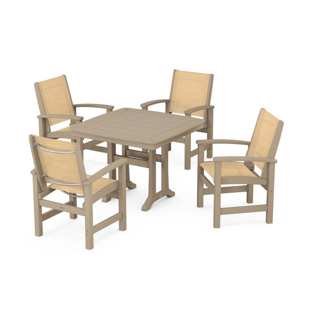 POLYWOOD® Outdoor Furniture POLYWOOD® - Coastal 5-Piece Dining Set with Trestle Legs - PWS966