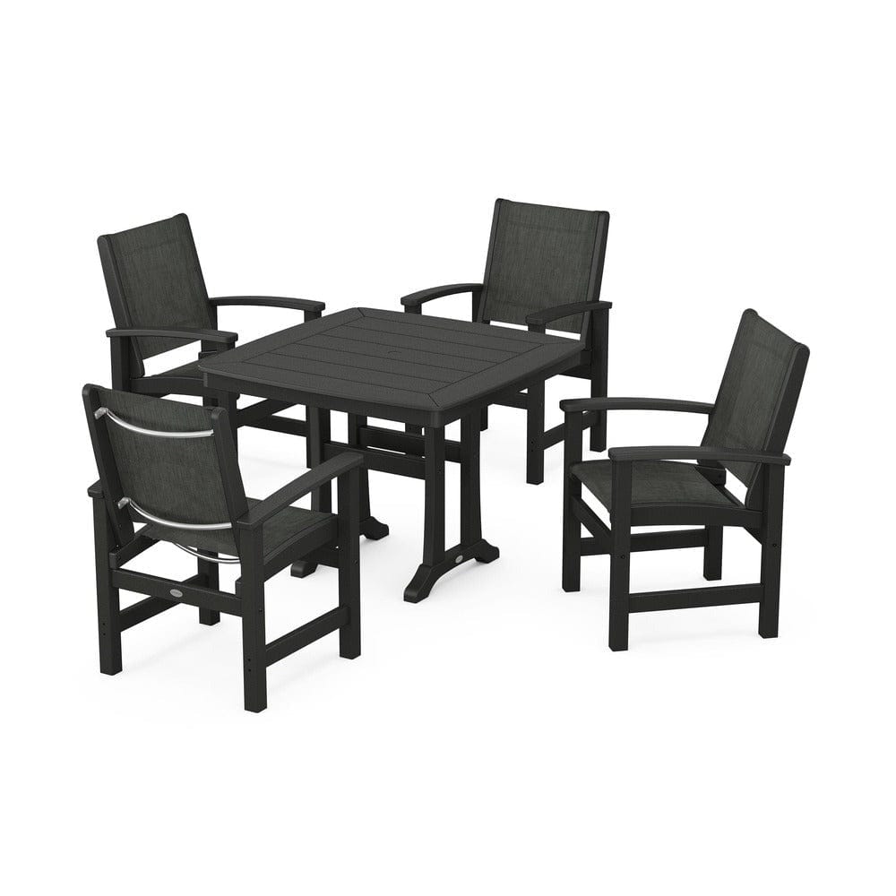 POLYWOOD® Outdoor Furniture POLYWOOD® - Coastal 5-Piece Dining Set with Trestle Legs - PWS966