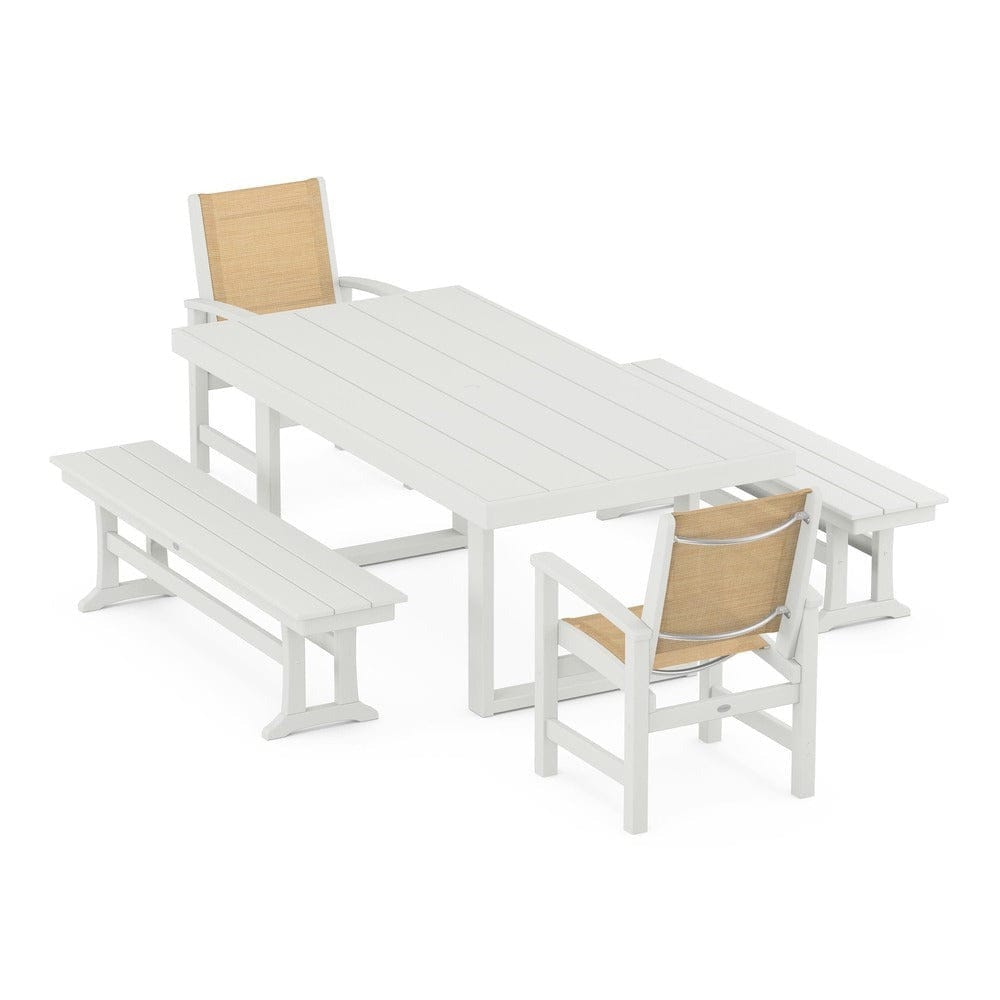 POLYWOOD® Outdoor Furniture POLYWOOD® - Coastal 5-Piece Dining Set with Trestle Legs - PWS870