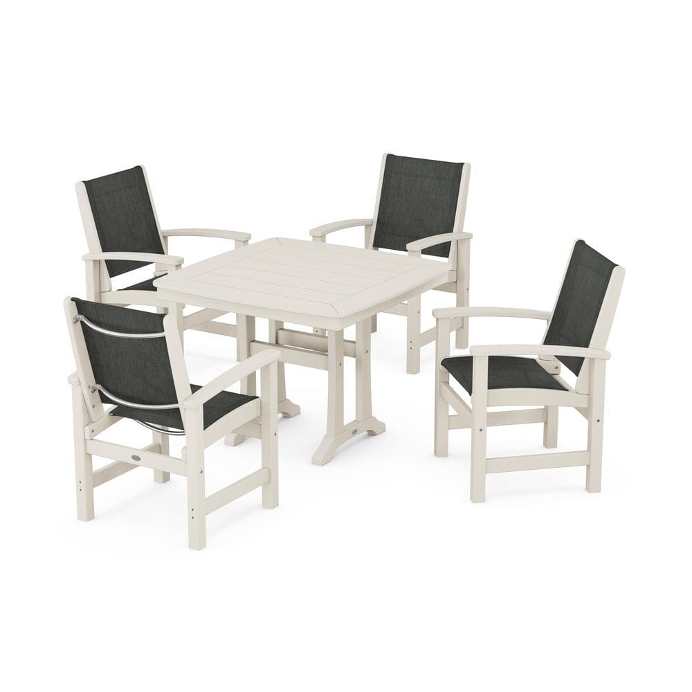 POLYWOOD® Outdoor Furniture POLYWOOD® - Coastal 5-Piece Dining Set with Trestle Legs - PWS966