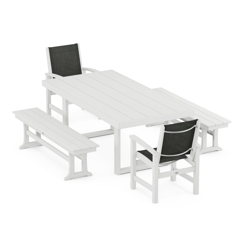 POLYWOOD® Outdoor Furniture POLYWOOD® - Coastal 5-Piece Dining Set with Trestle Legs - PWS870