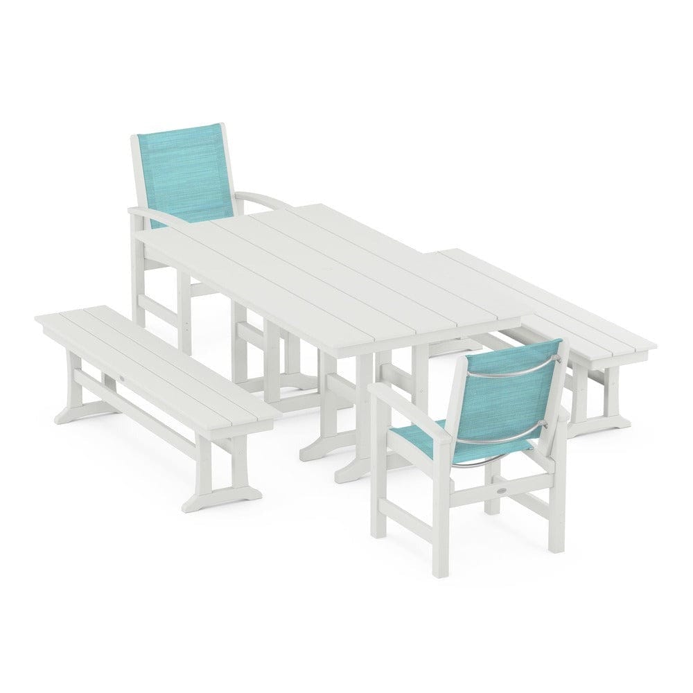 POLYWOOD® Outdoor Furniture POLYWOOD® - Coastal 5-Piece Farmhouse Dining Set - PWS1175