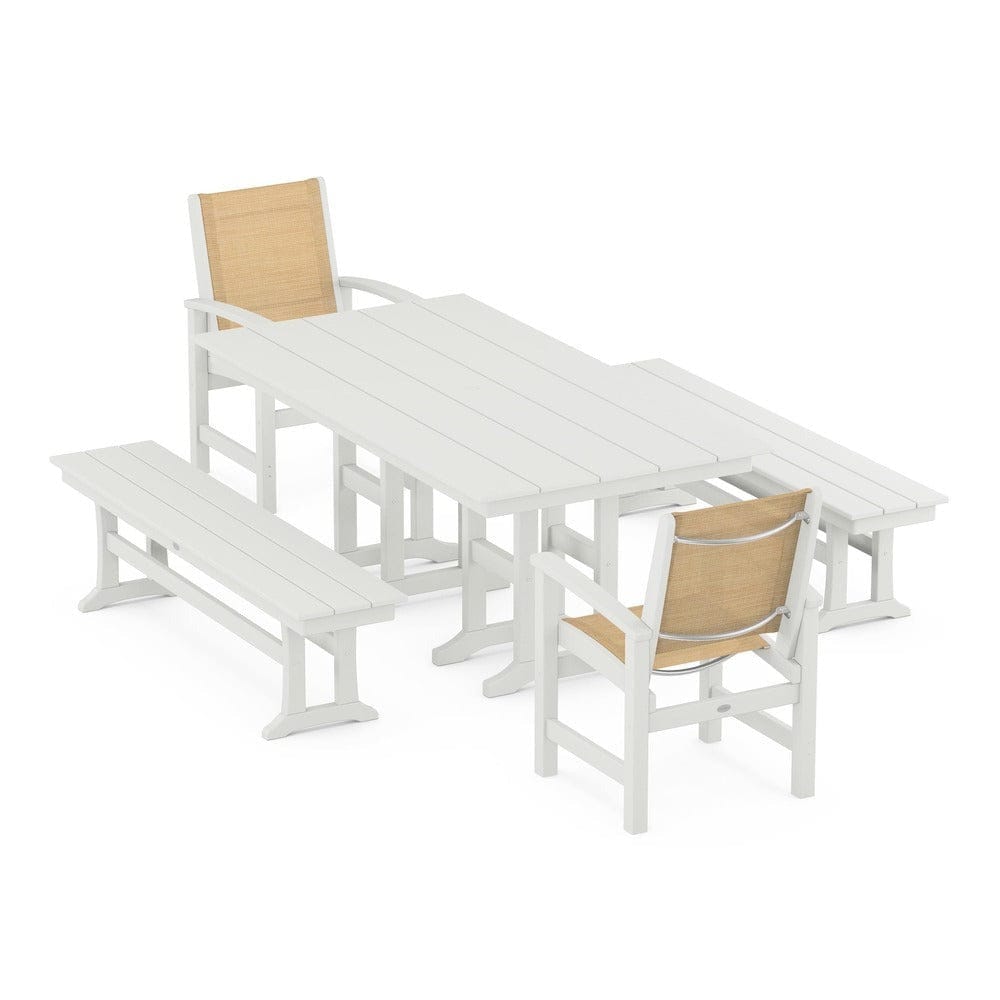 POLYWOOD® Outdoor Furniture POLYWOOD® - Coastal 5-Piece Farmhouse Dining Set - PWS1175