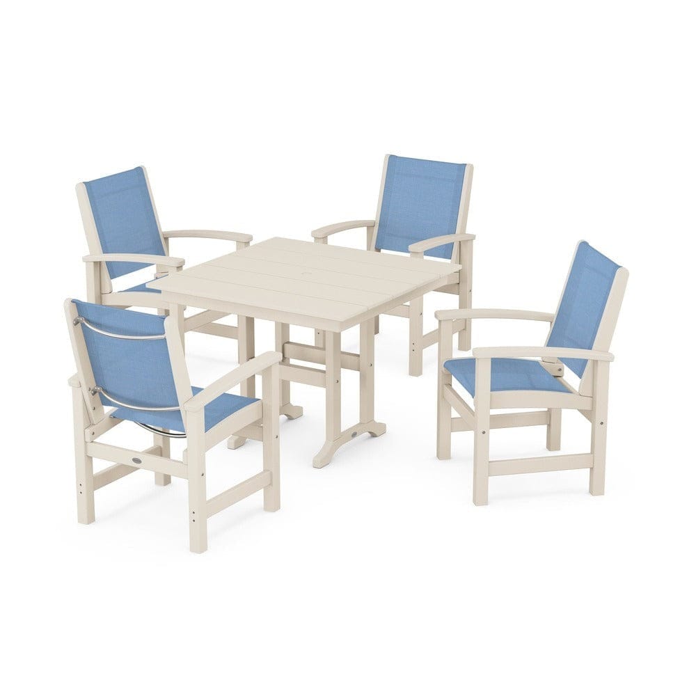 POLYWOOD® Outdoor Furniture Sand / Poolside Sling POLYWOOD® - Coastal 5-Piece Farmhouse Dining Set - PWS1141