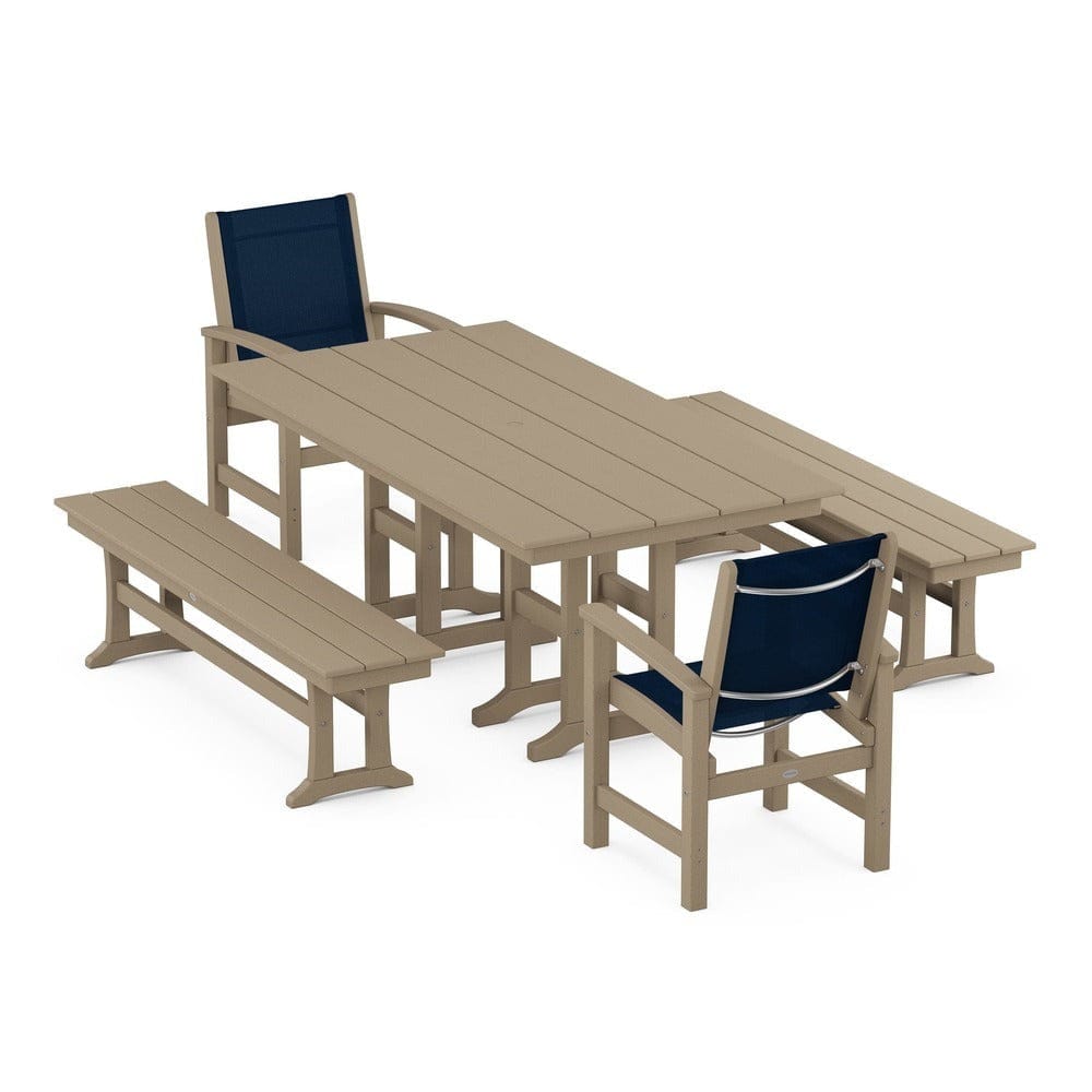 POLYWOOD® Outdoor Furniture POLYWOOD® - Coastal 5-Piece Farmhouse Dining Set - PWS1175