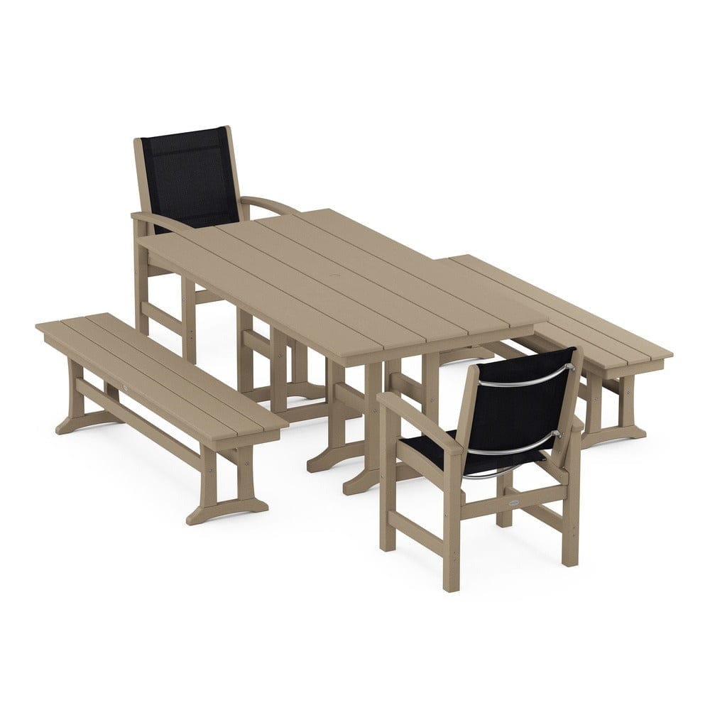 POLYWOOD® Outdoor Furniture POLYWOOD® - Coastal 5-Piece Farmhouse Dining Set - PWS1175