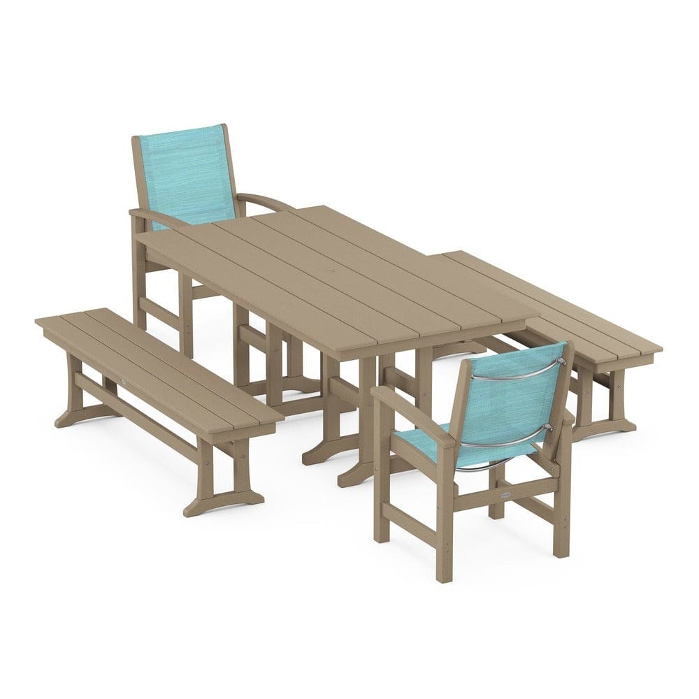 POLYWOOD® Outdoor Furniture POLYWOOD® - Coastal 5-Piece Farmhouse Dining Set - PWS1175
