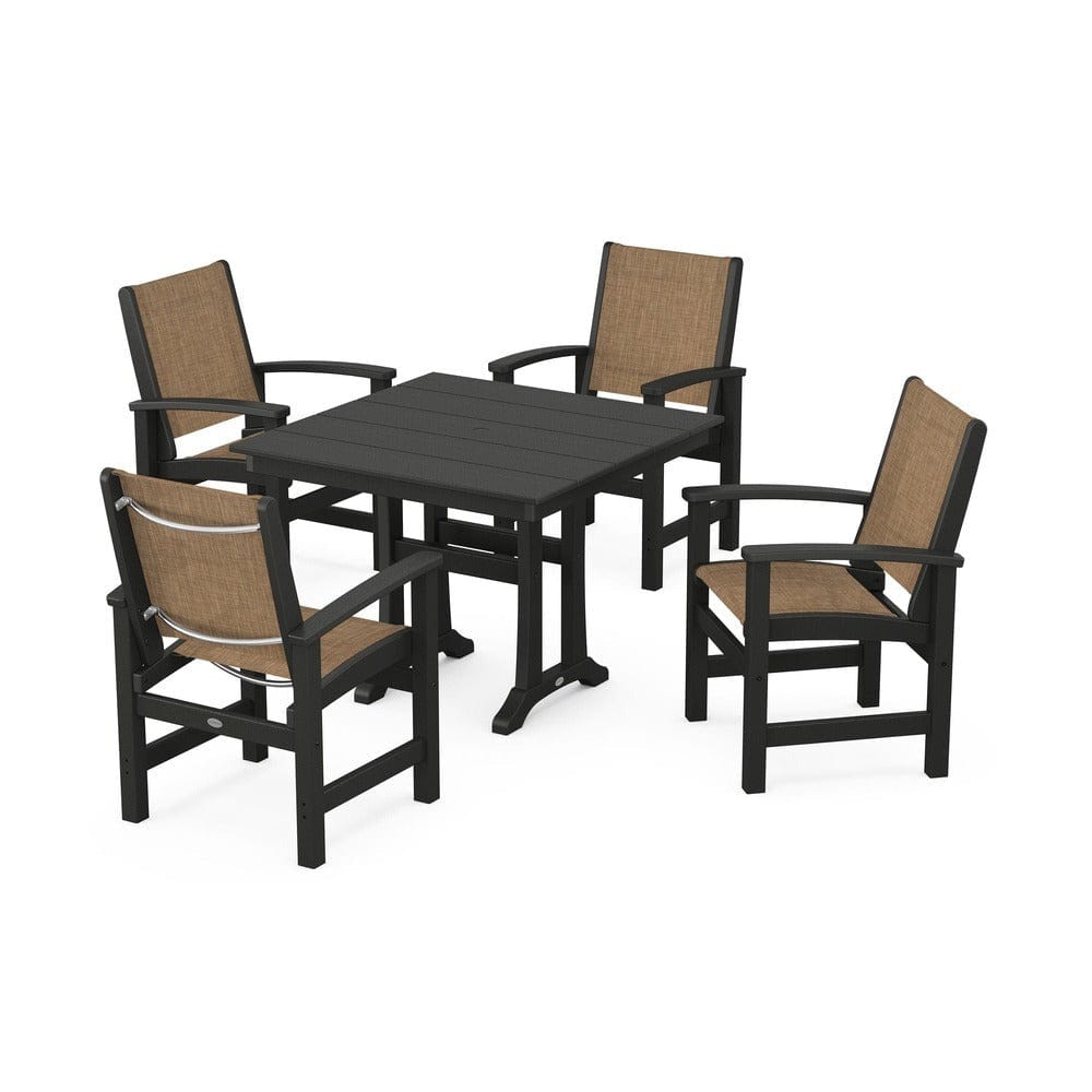 POLYWOOD® - Coastal 5-Piece Farmhouse Dining Set With Trestle Legs - PWS944 Outdoor Furniture POLYWOOD®