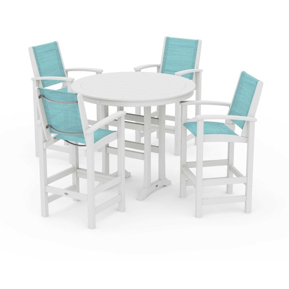 POLYWOOD® Outdoor Furniture POLYWOOD® - Coastal 5-Piece Nautical Trestle Bar Set - PWS304