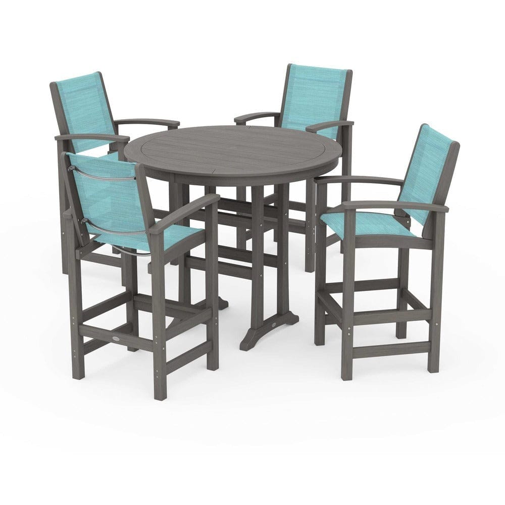 POLYWOOD® Outdoor Furniture POLYWOOD® - Coastal 5-Piece Nautical Trestle Bar Set - PWS304