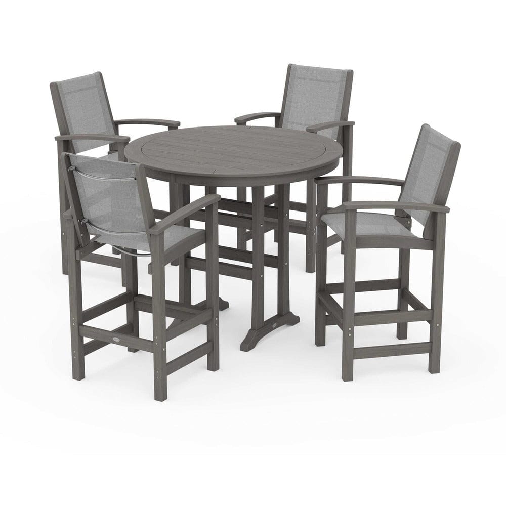POLYWOOD® Outdoor Furniture POLYWOOD® - Coastal 5-Piece Nautical Trestle Bar Set - PWS304