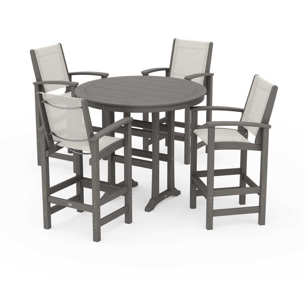 POLYWOOD® Outdoor Furniture POLYWOOD® - Coastal 5-Piece Nautical Trestle Bar Set - PWS304