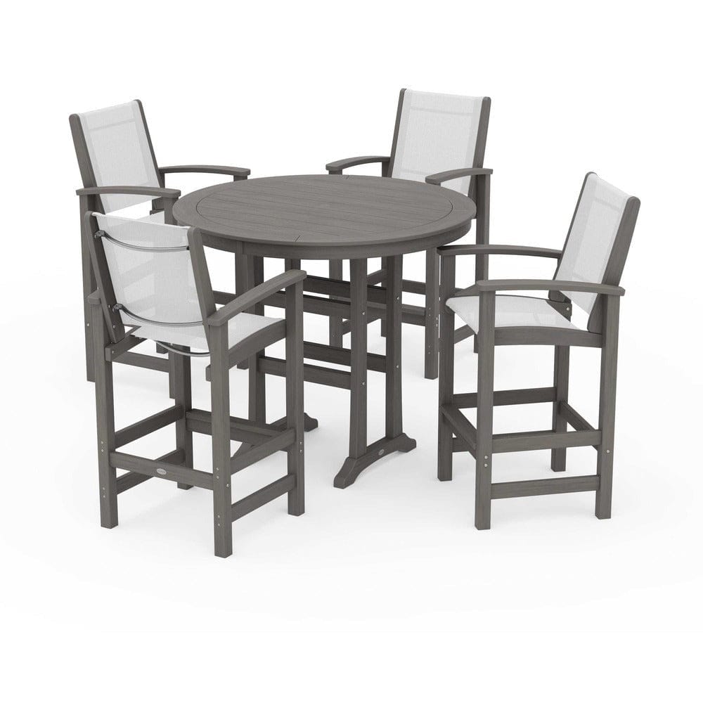 POLYWOOD® Outdoor Furniture POLYWOOD® - Coastal 5-Piece Nautical Trestle Bar Set - PWS304