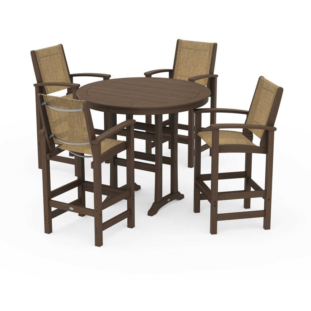 POLYWOOD® Outdoor Furniture POLYWOOD® - Coastal 5-Piece Nautical Trestle Bar Set - PWS304