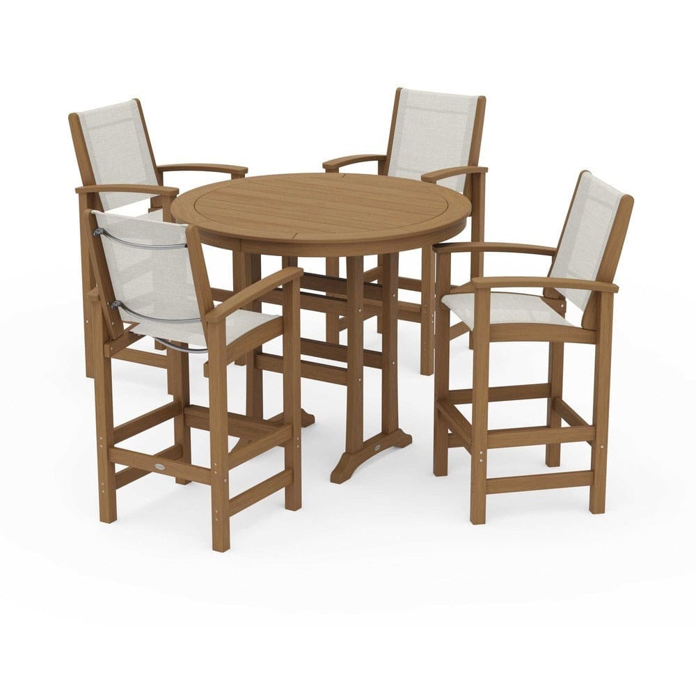 POLYWOOD® Outdoor Furniture POLYWOOD® - Coastal 5-Piece Nautical Trestle Bar Set - PWS304