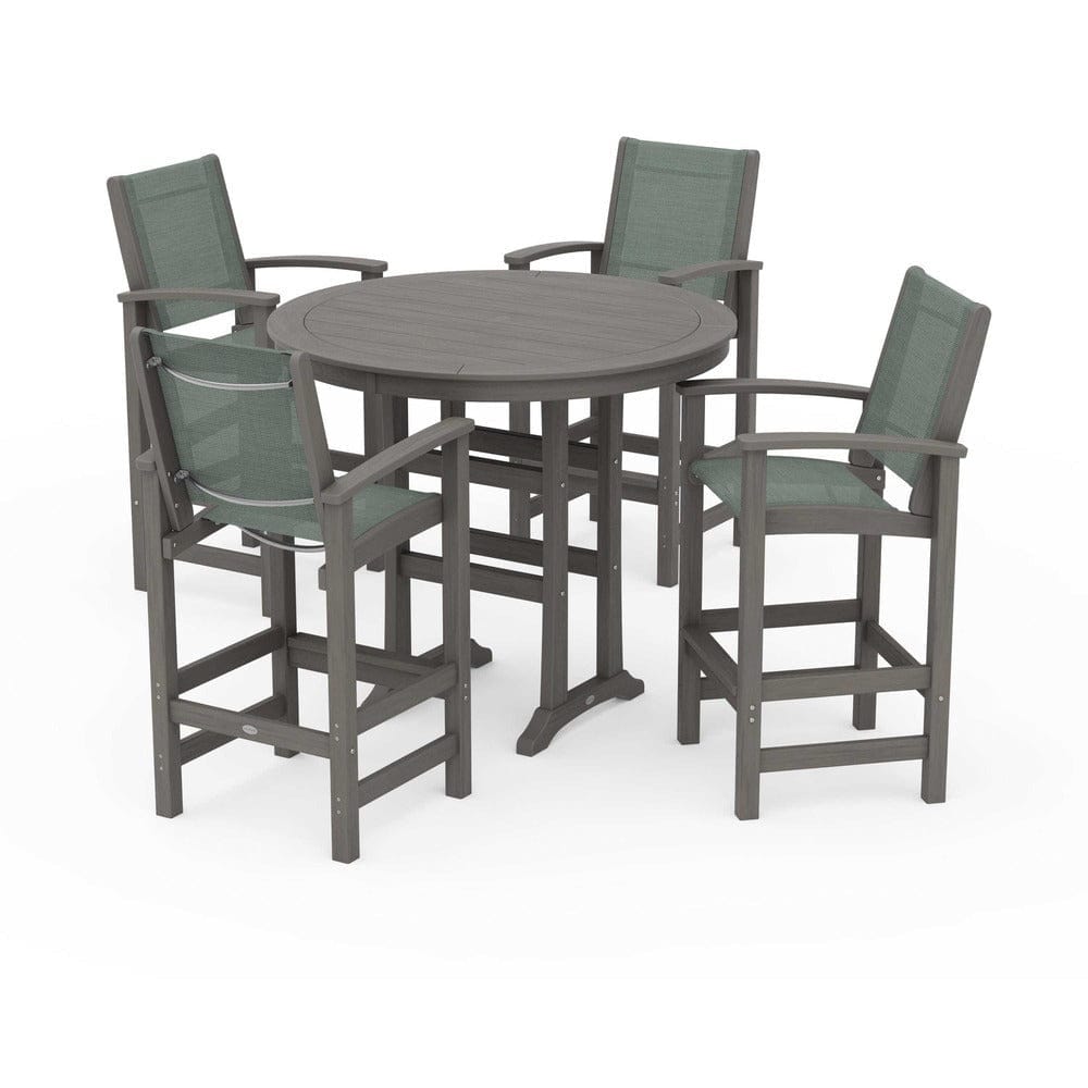 POLYWOOD® - Coastal 5-Piece Nautical Trestle Bar Set - PWS304