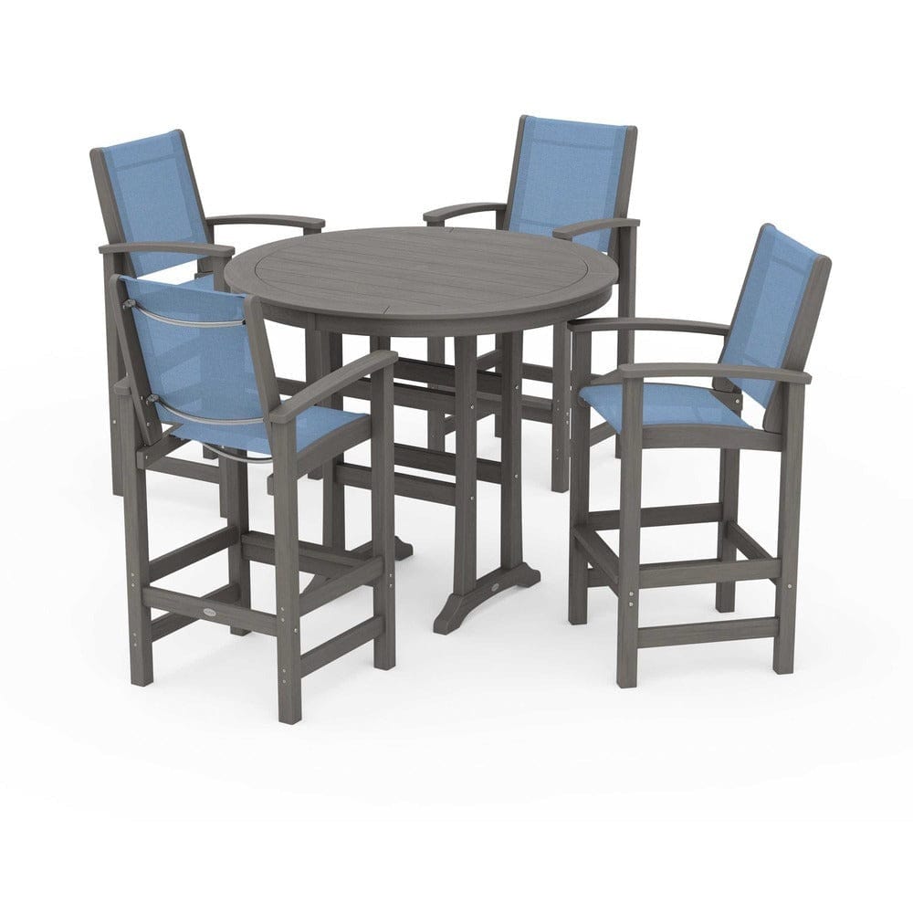 POLYWOOD® Outdoor Furniture POLYWOOD® - Coastal 5-Piece Nautical Trestle Bar Set - PWS304